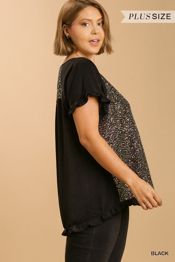 Please Don't Go Sequin Blouse - Black
