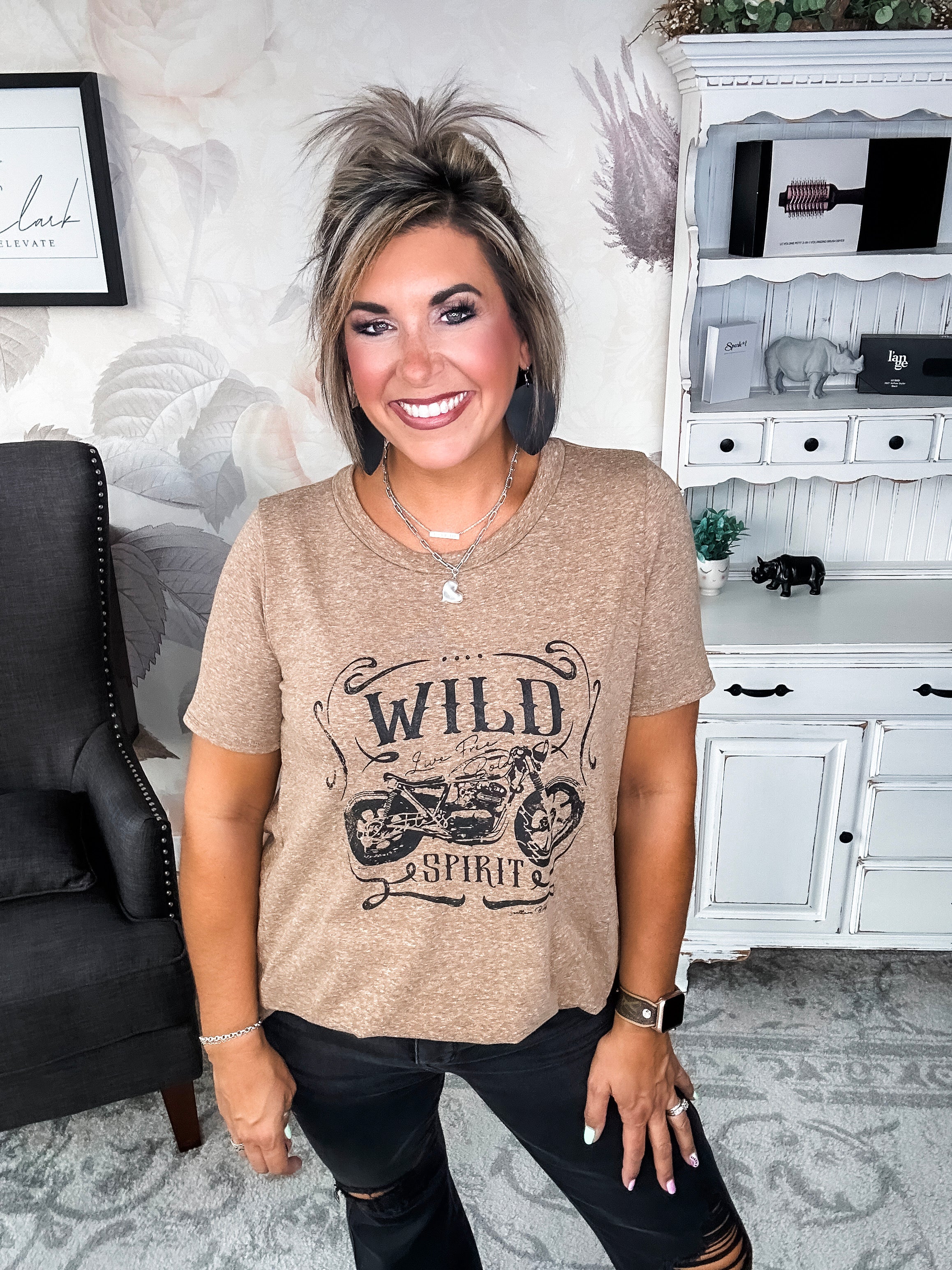 Wild Spirit Scoop Neck Graphic Tee