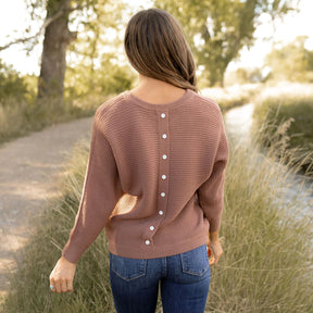 Let Us Be Button Back Sweater - Rosewood