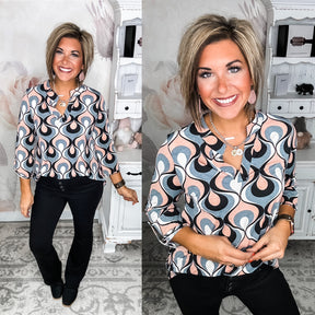 Figure It Out Top - Grey/Blush