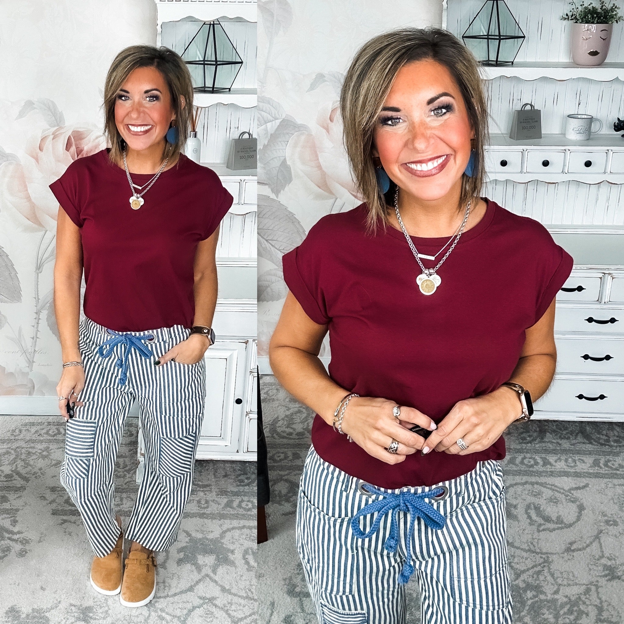 Up All Night Short Sleeve Tee- Cabernet