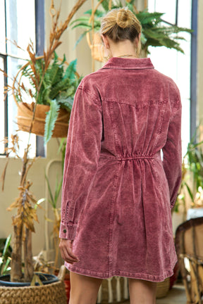 Can't Fight It Corduroy Dress - Berry