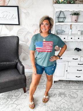 Sketch the Flag Graphic Boyfriend Tee