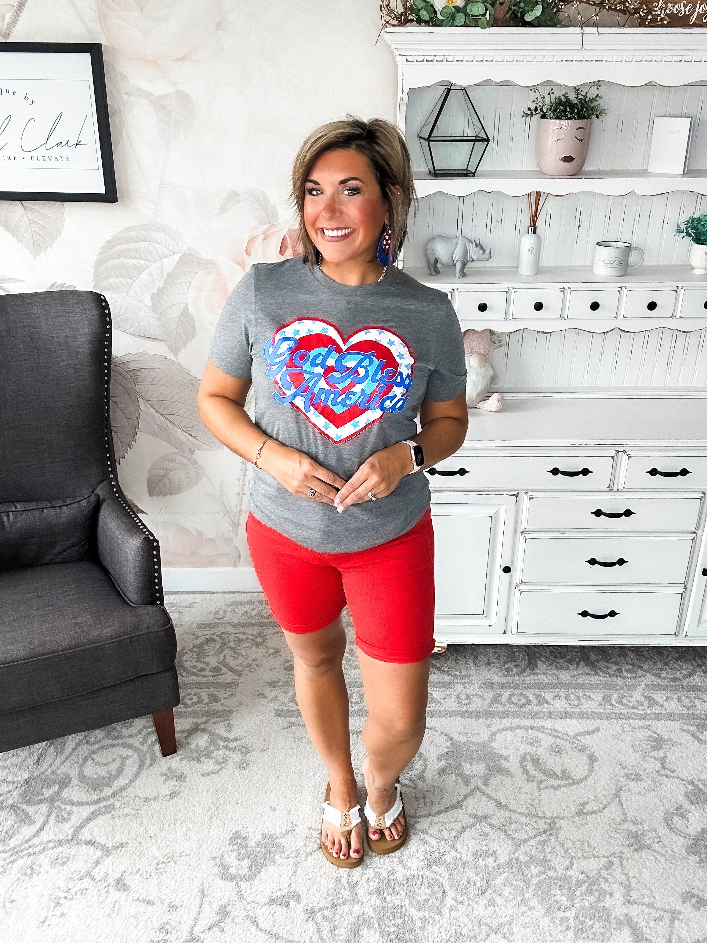 God Bless America Heart Graphic Tee
