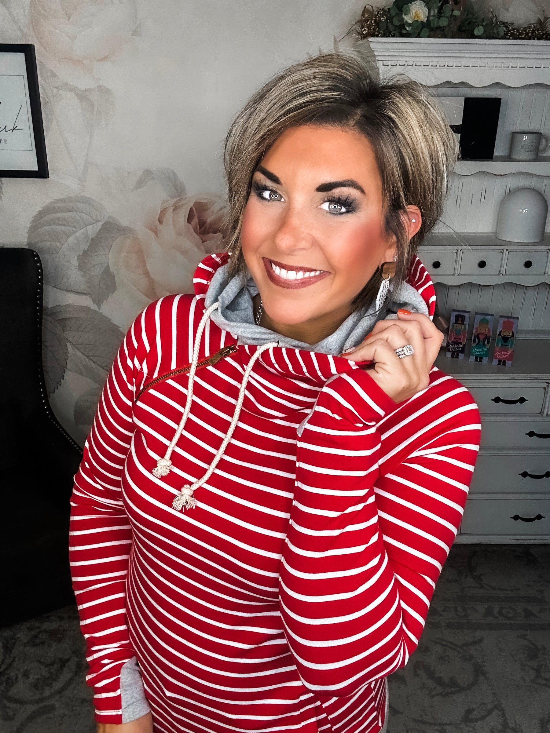 Ampersand Avenue - Doublehood™ Sweatshirt - Peppermint Stripe