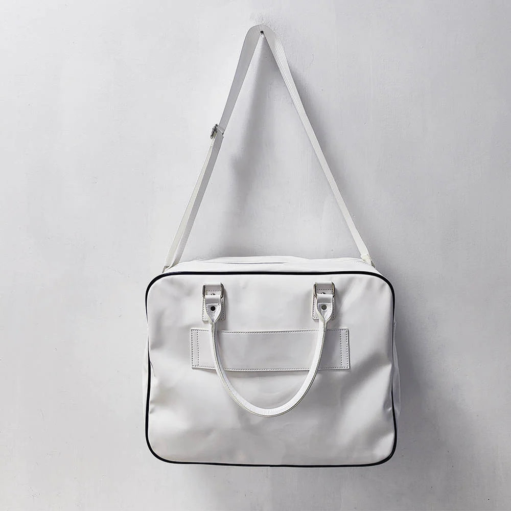 Hadley Patent Weekender Tote with Trolly Sleeve - Black