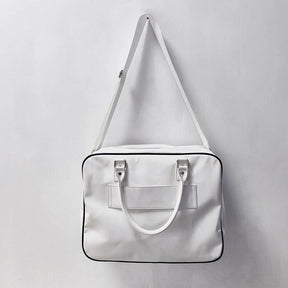 Hadley Patent Weekender Tote with Trolly Sleeve - White