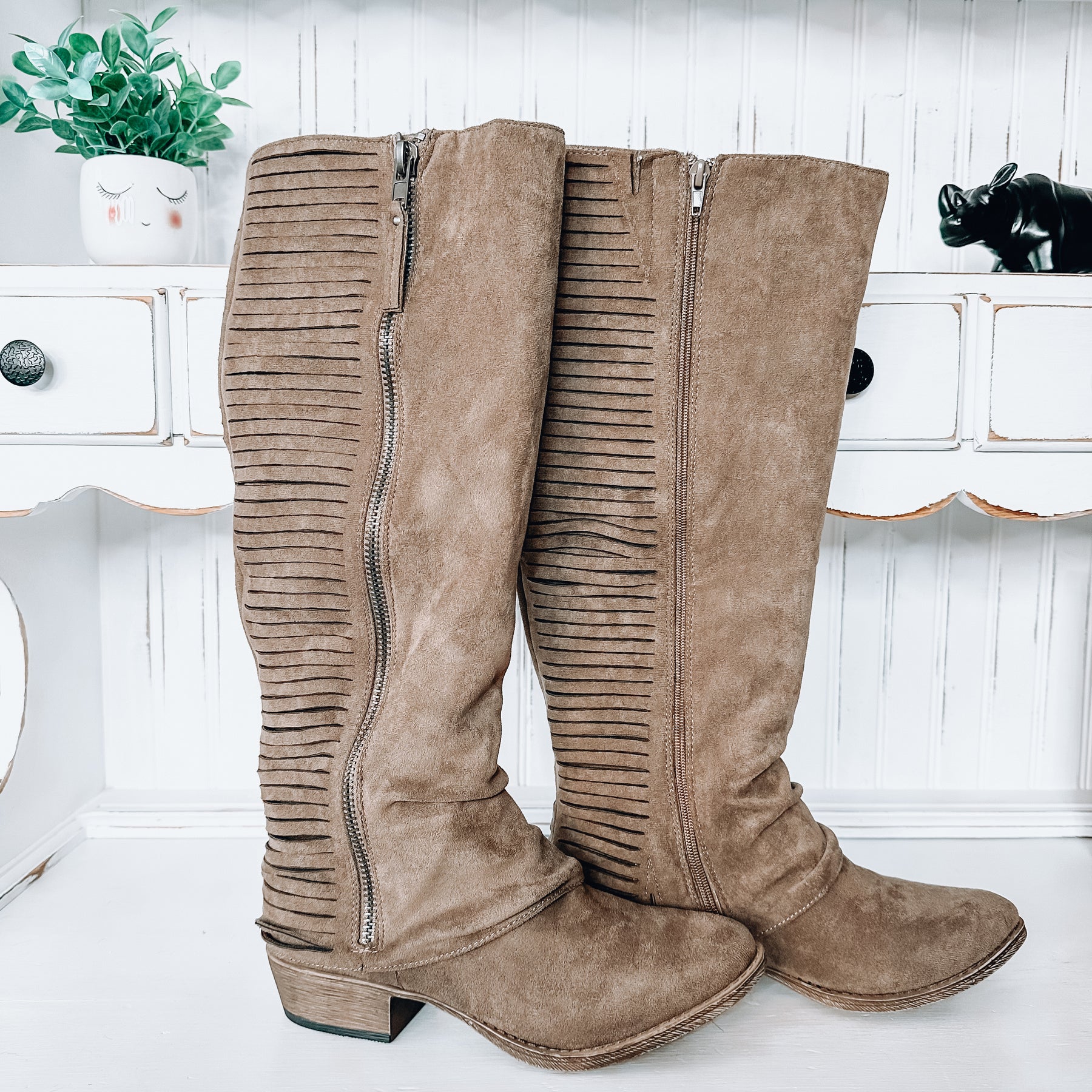 Very Strippy Tall Boot - Taupe