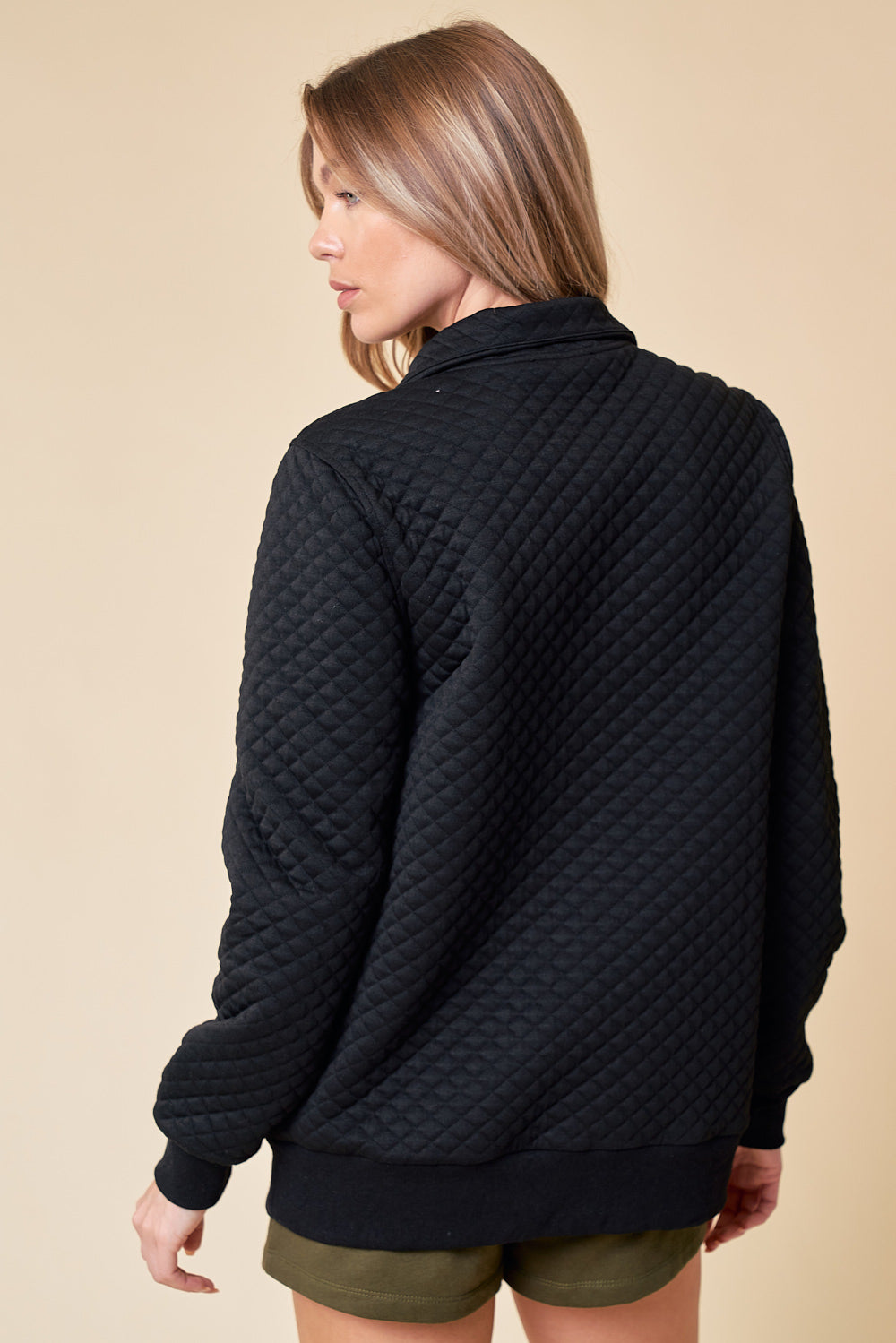 You're My Destiny Quilted Pullover - Black