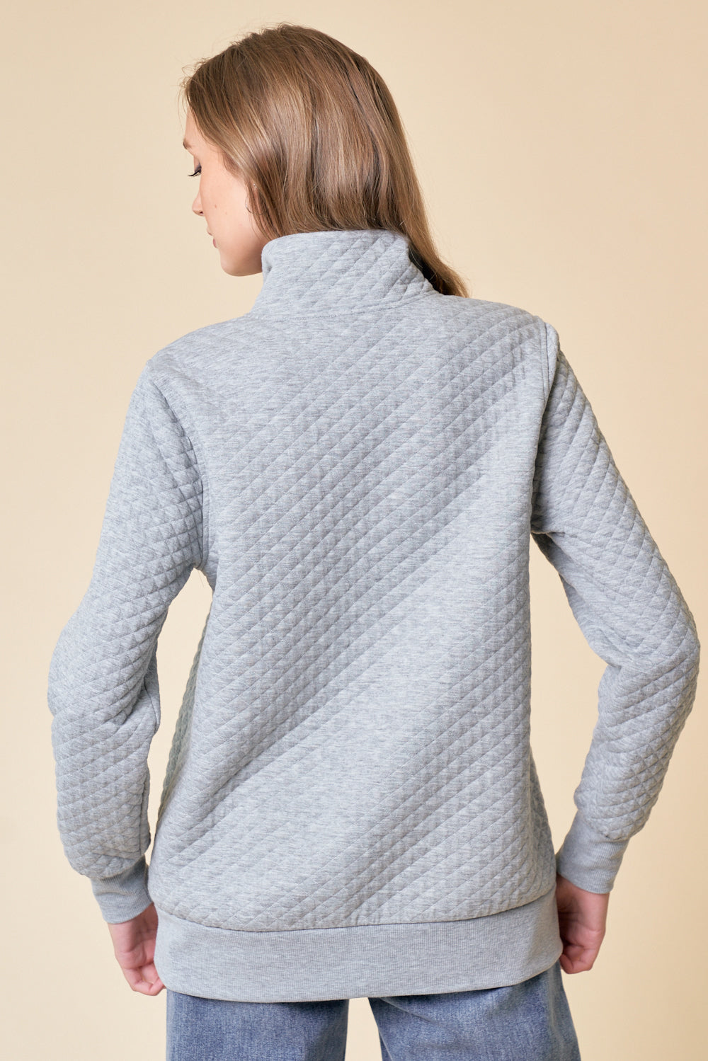 You're My Destiny Quilted Pullover - Heather Grey