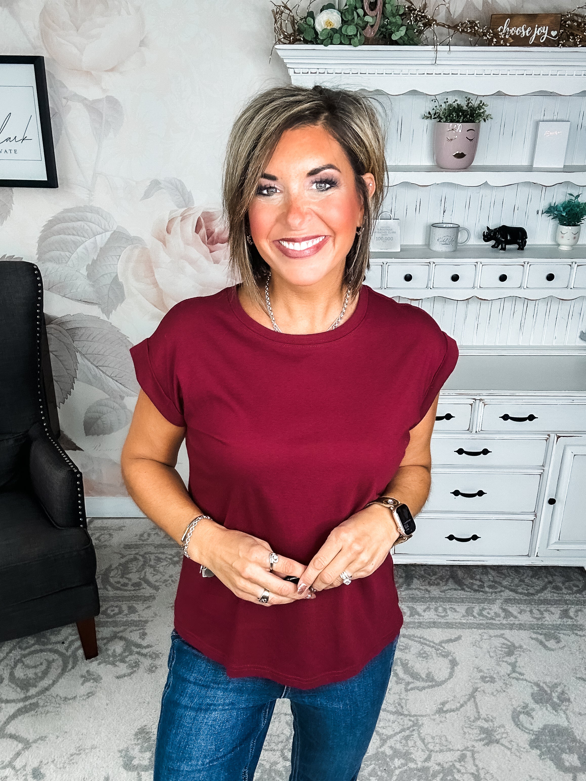 BLACK FRIDAY EXCLUSIVE - Up All Night Short Sleeve Tee- Cabernet