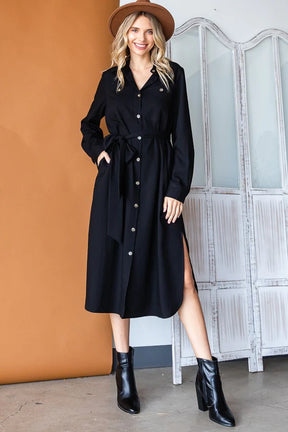 From the Top Button Down Dress - Black