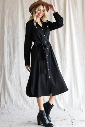 From the Top Button Down Dress - Black