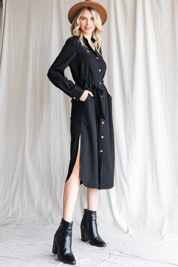 Long Black Button Down Dress STAUD JOAN MAXI DRESS BLACK Long Black Button Down Dress STAUD JOAN MAXI DRESS BLACK