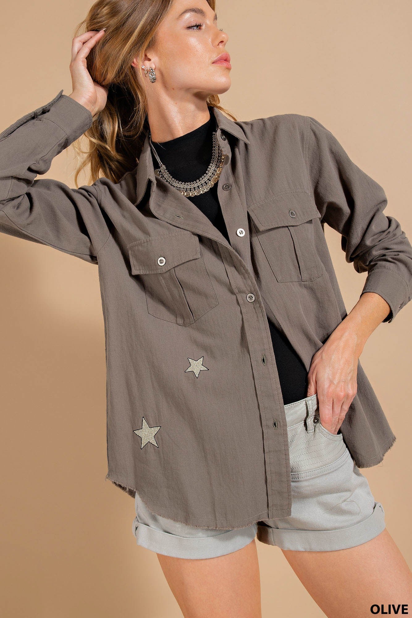 When I Met You Star Button Down