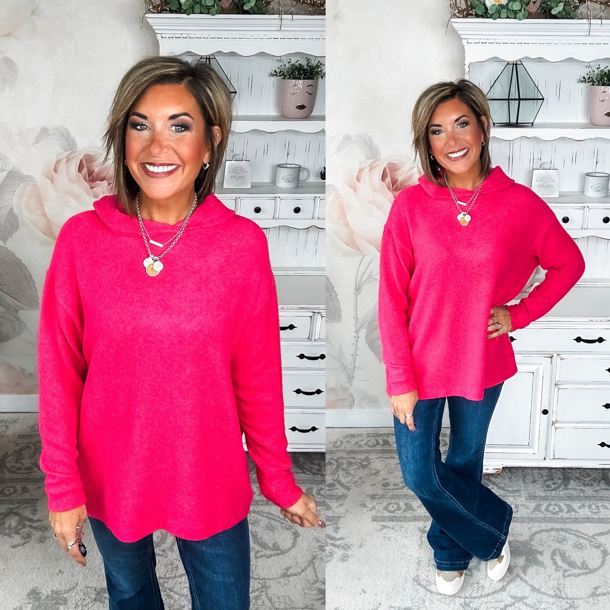 Shop Til Sunrise Sweater- Hot Pink