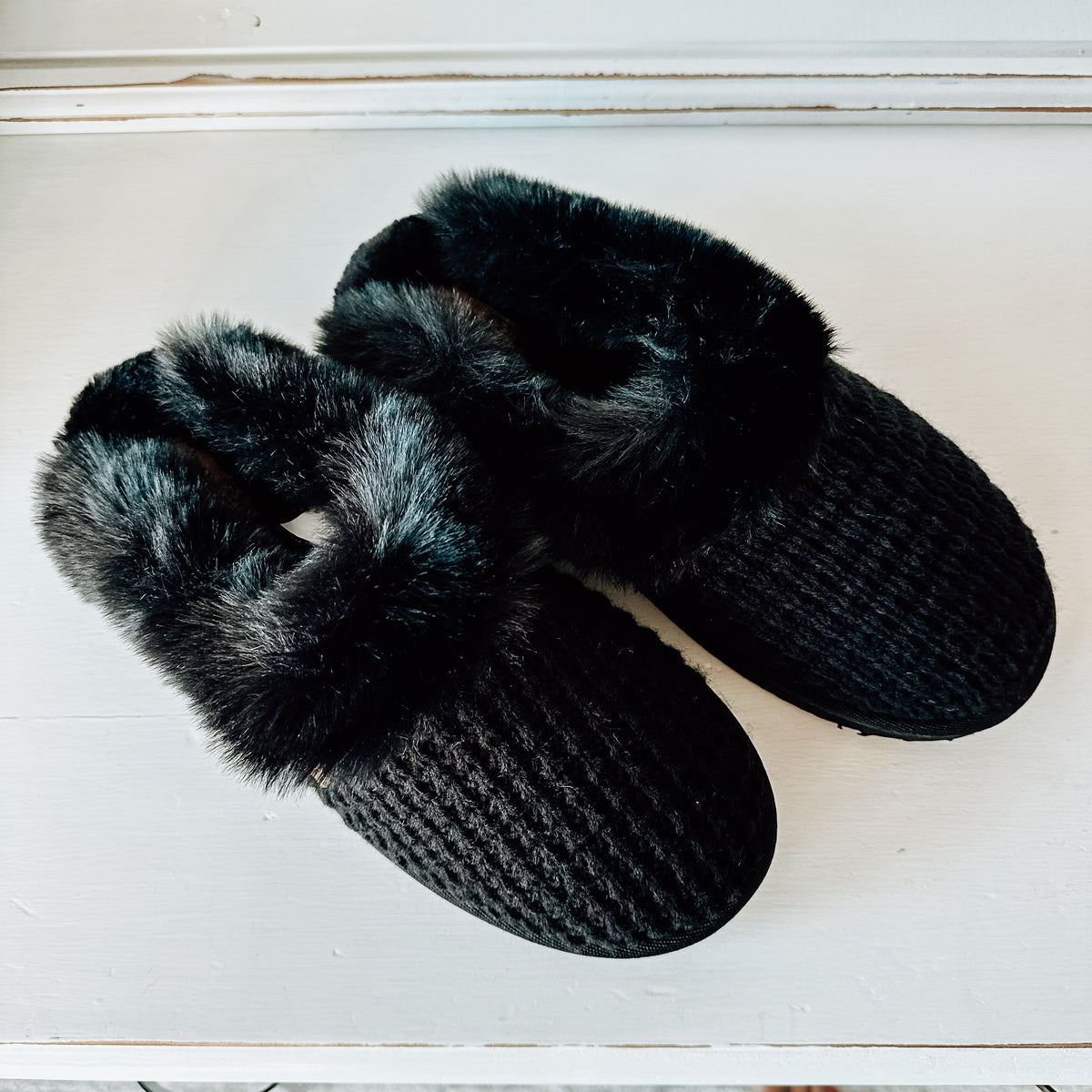 Sweater Platform Slipper - Black