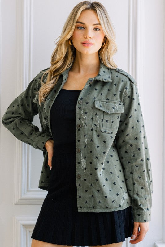 Star of the Show Distressed Shacket