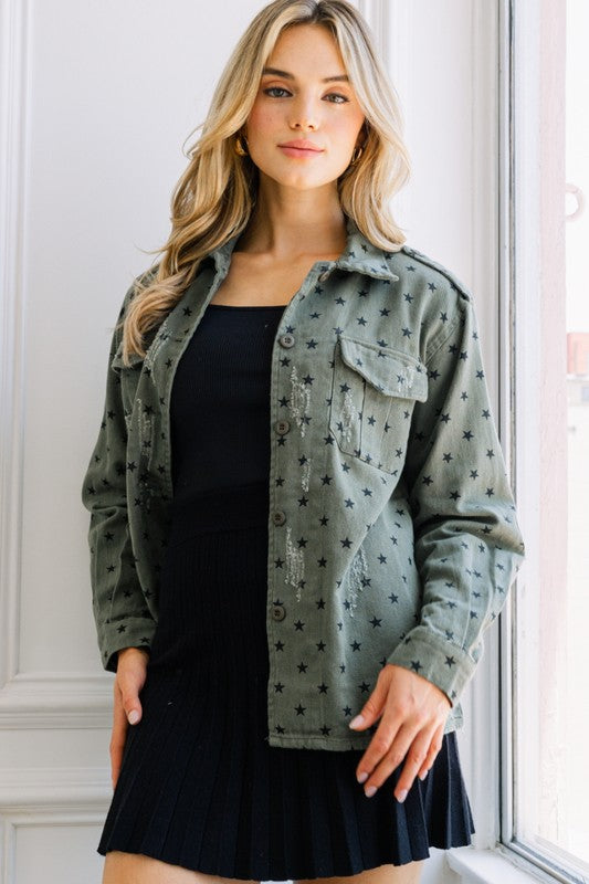 Star of the Show Distressed Shacket
