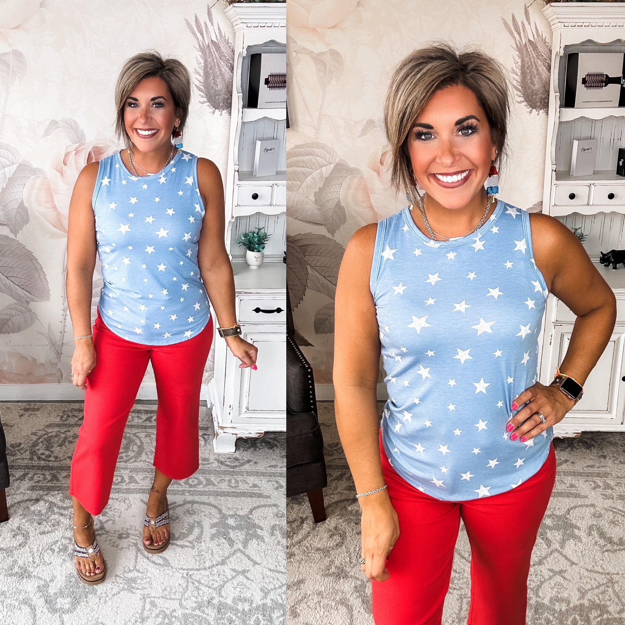 Judy Blue Tummy Control Wide Leg Crop - Red