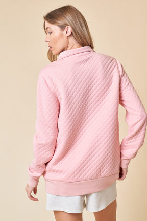 You're My Destiny Quilted Pullover - Blush