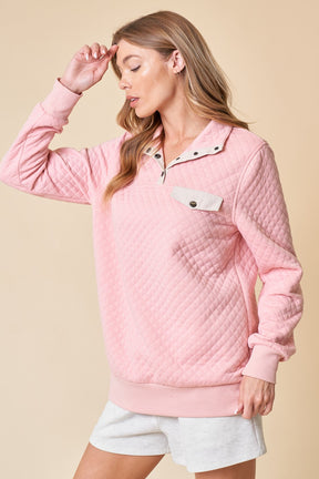 You're My Destiny Quilted Pullover - Blush