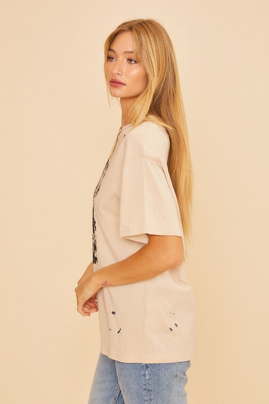 Rebel Distressed Graphic Tee