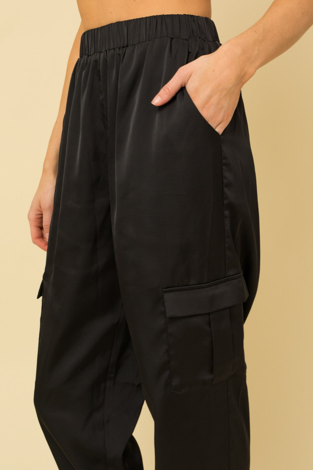 We've Been Waiting Satin Joggers - Black