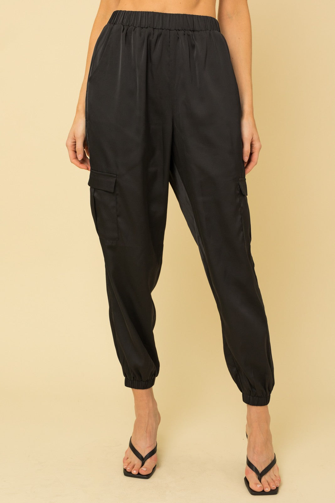 We've Been Waiting Satin Joggers - Black