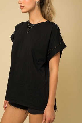 All Dolled Up Studded Tee - Black