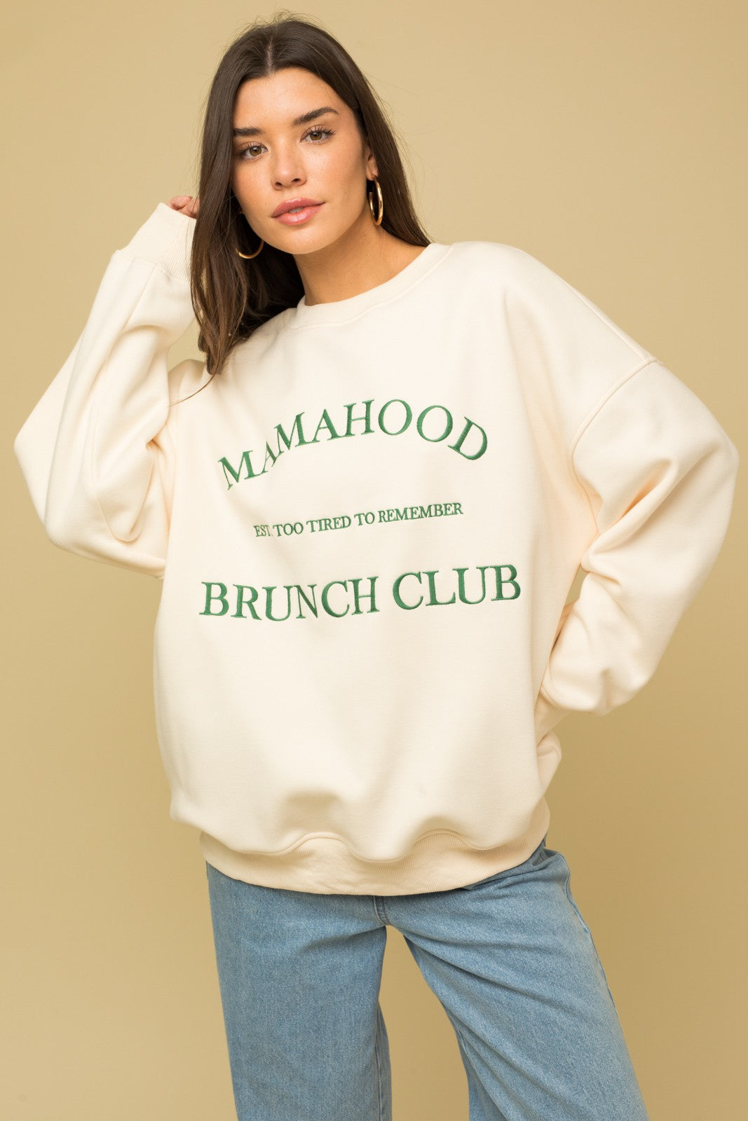 Mamahood Brunch Club Embroidered Sweatshirt