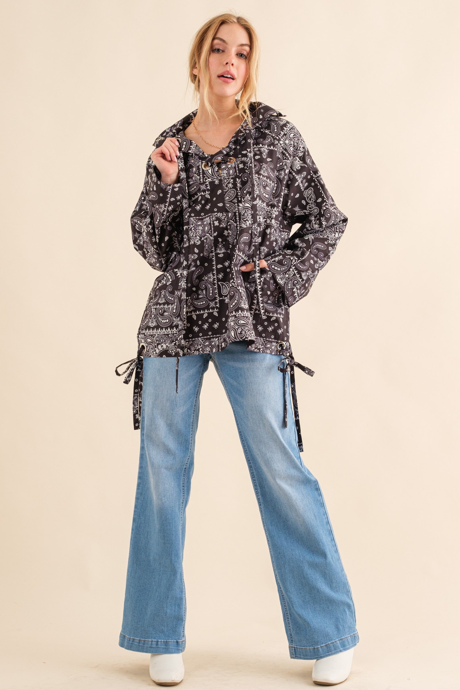 Say We Can Bandana Print Windbreaker