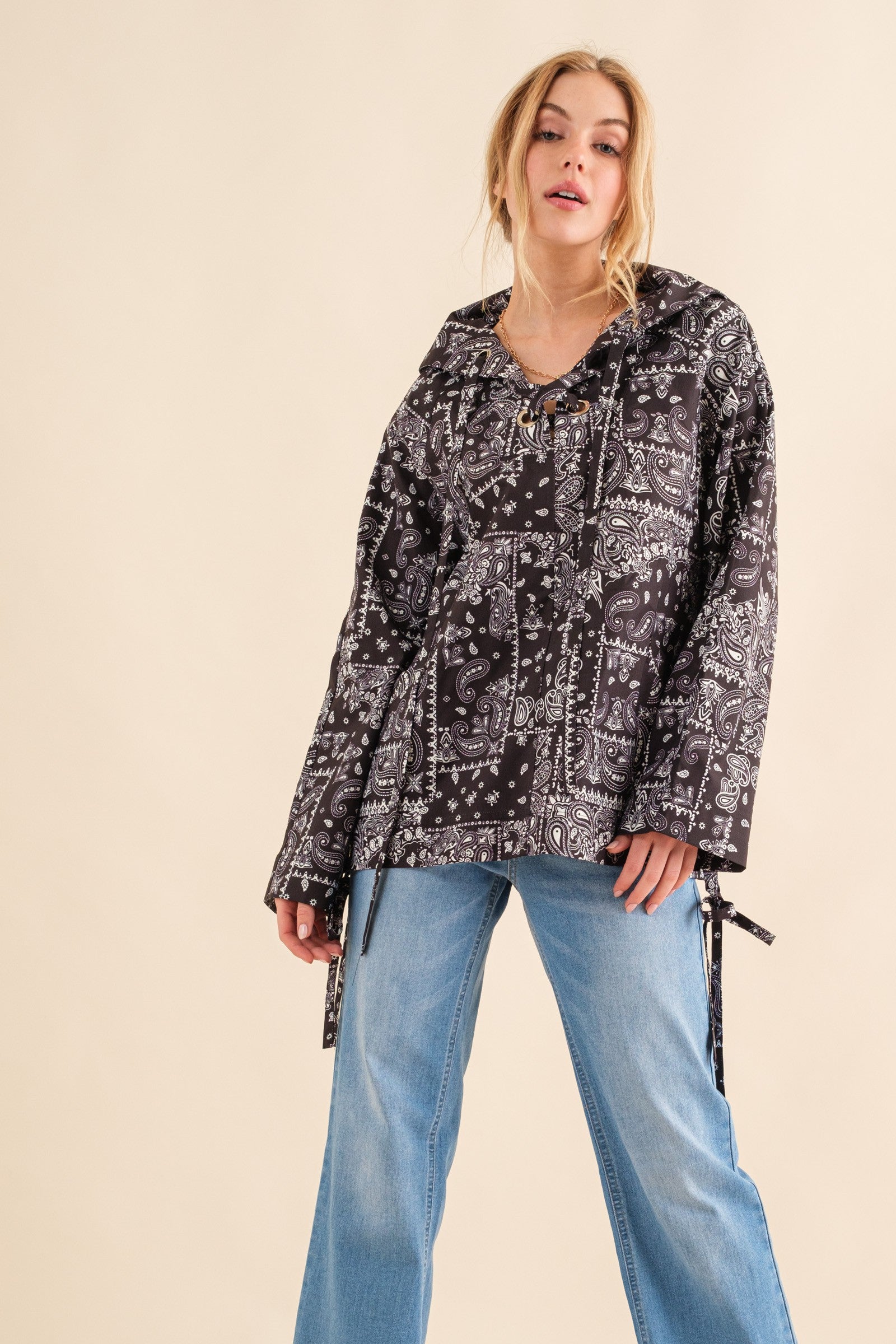 Say We Can Bandana Print Windbreaker