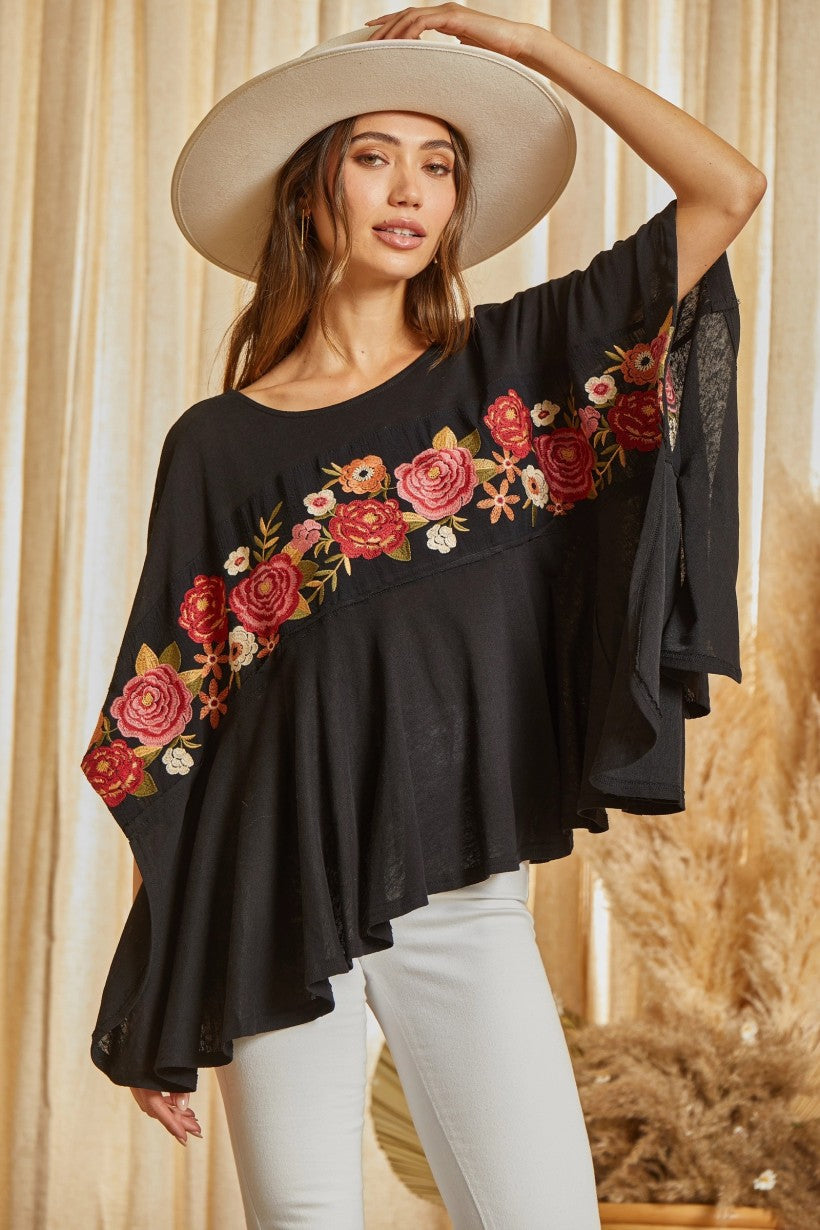 Raise the Bar Embroidered Blouse - Black
