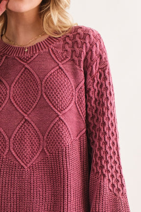 Classic Feelings Textured Sweater - Wine