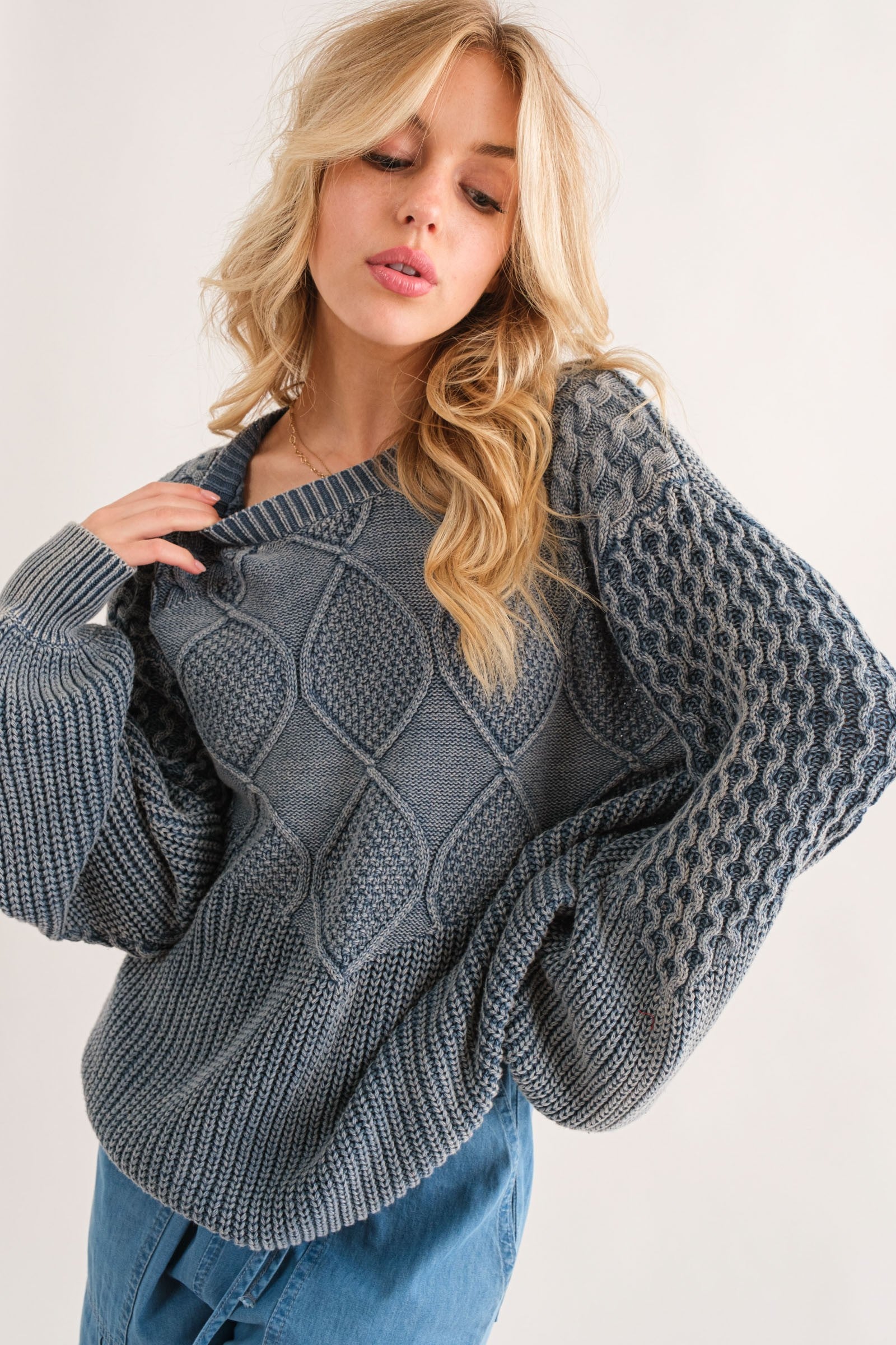 Classic Feelings Textured Sweater - Dark Teal