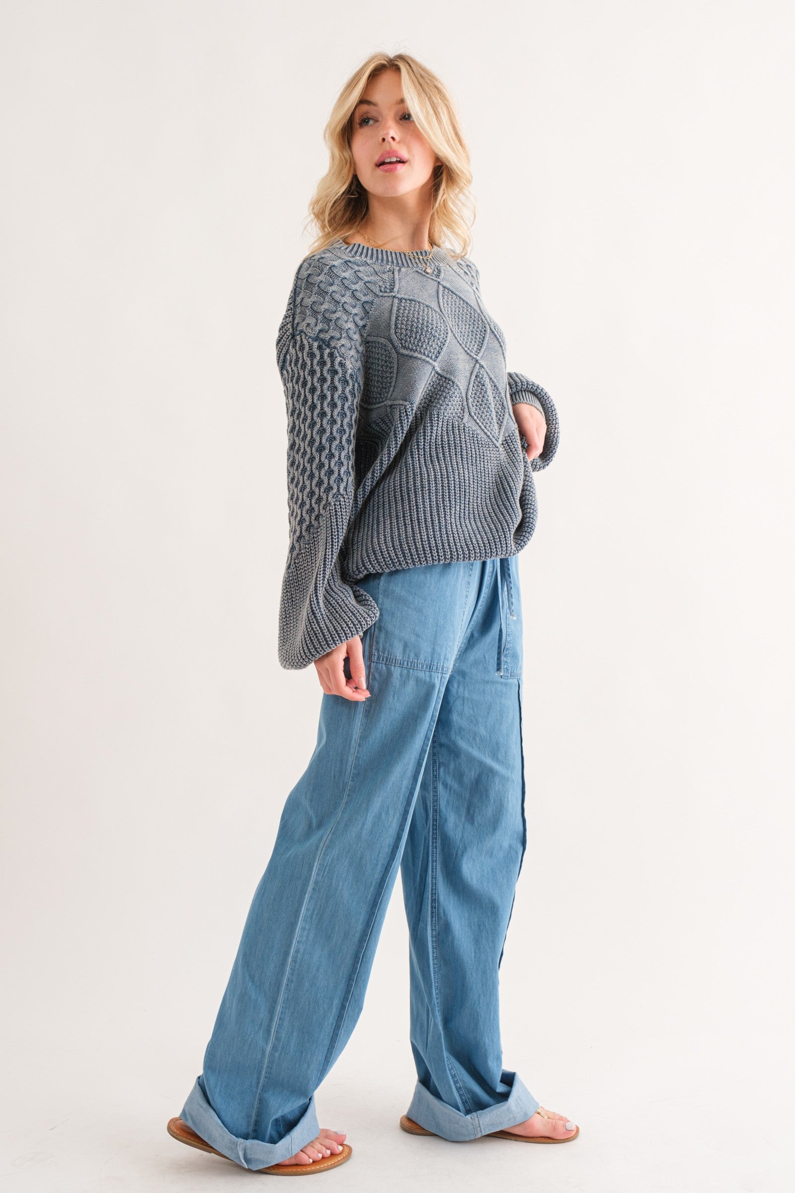 Classic Feelings Textured Sweater - Dark Teal