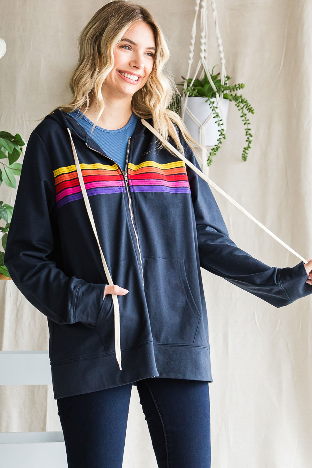 Peace Is The Way Fullzip Hoodie - Navy