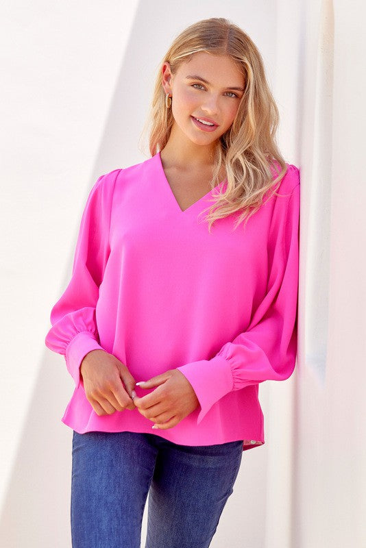 Make a Connection Blouse - Hot Pink