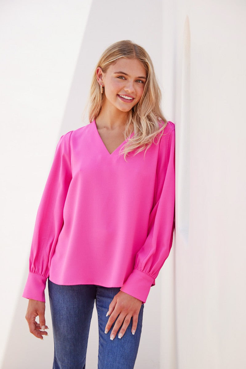 Make a Connection Blouse - Hot Pink