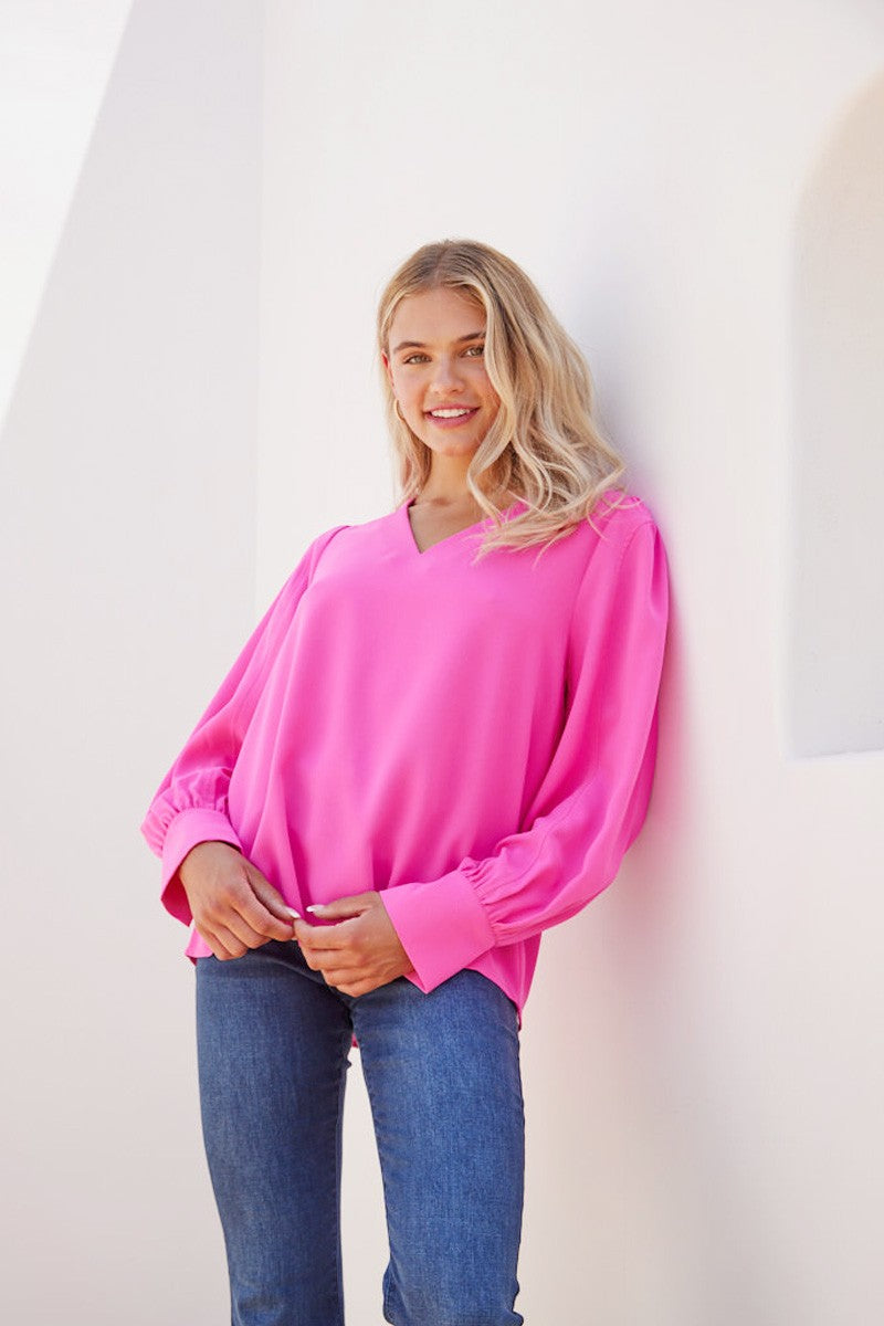 Make a Connection Blouse - Hot Pink