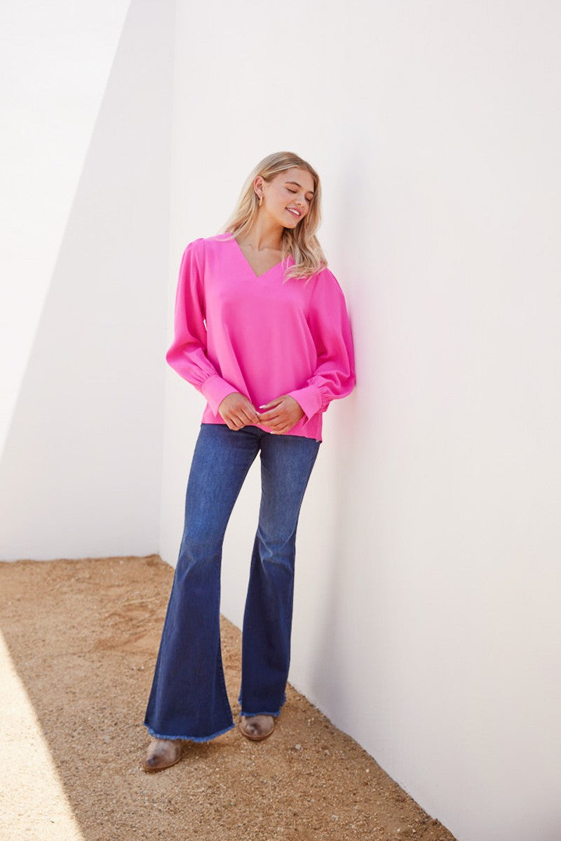 Make a Connection Blouse - Hot Pink