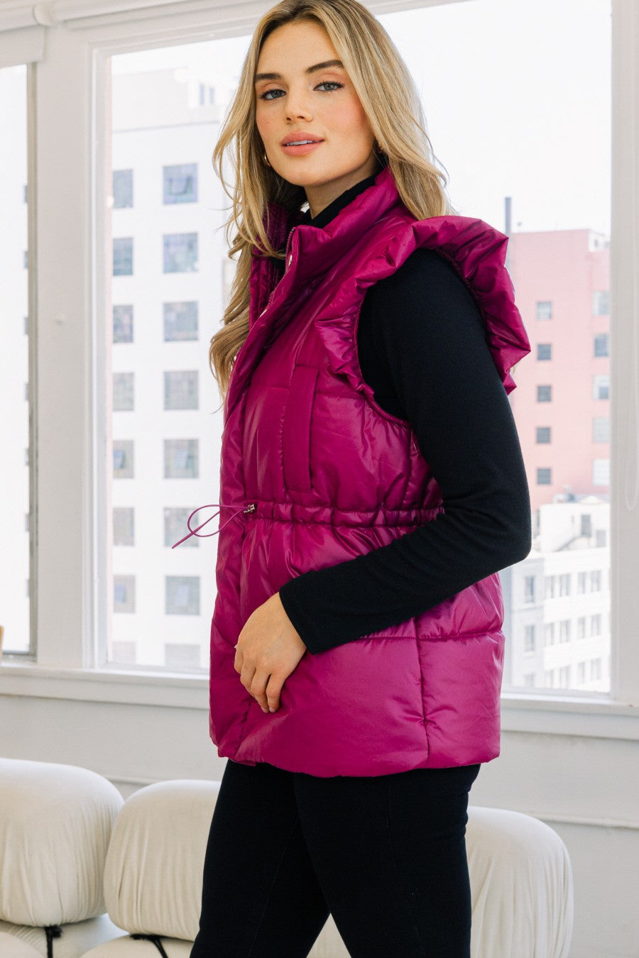 Pep in Your Step Puffer Vest - Magenta