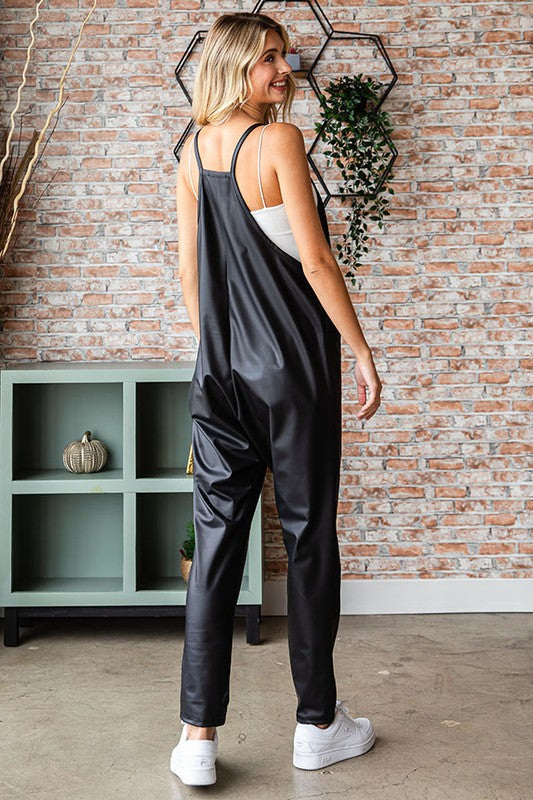 Anything Goes Vegan Leather Jumpsuit
