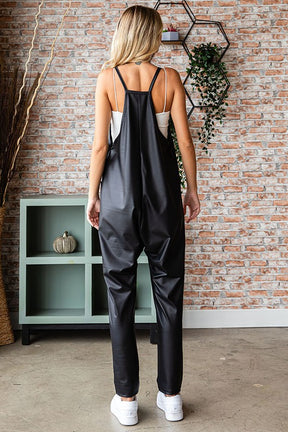 Anything Goes Vegan Leather Jumpsuit