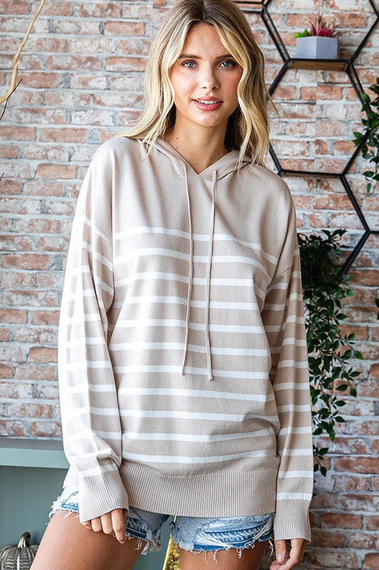 Since Day One Hooded Knit Pullover - Taupe