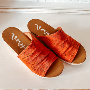 Marie Wedge Sandal - Rust