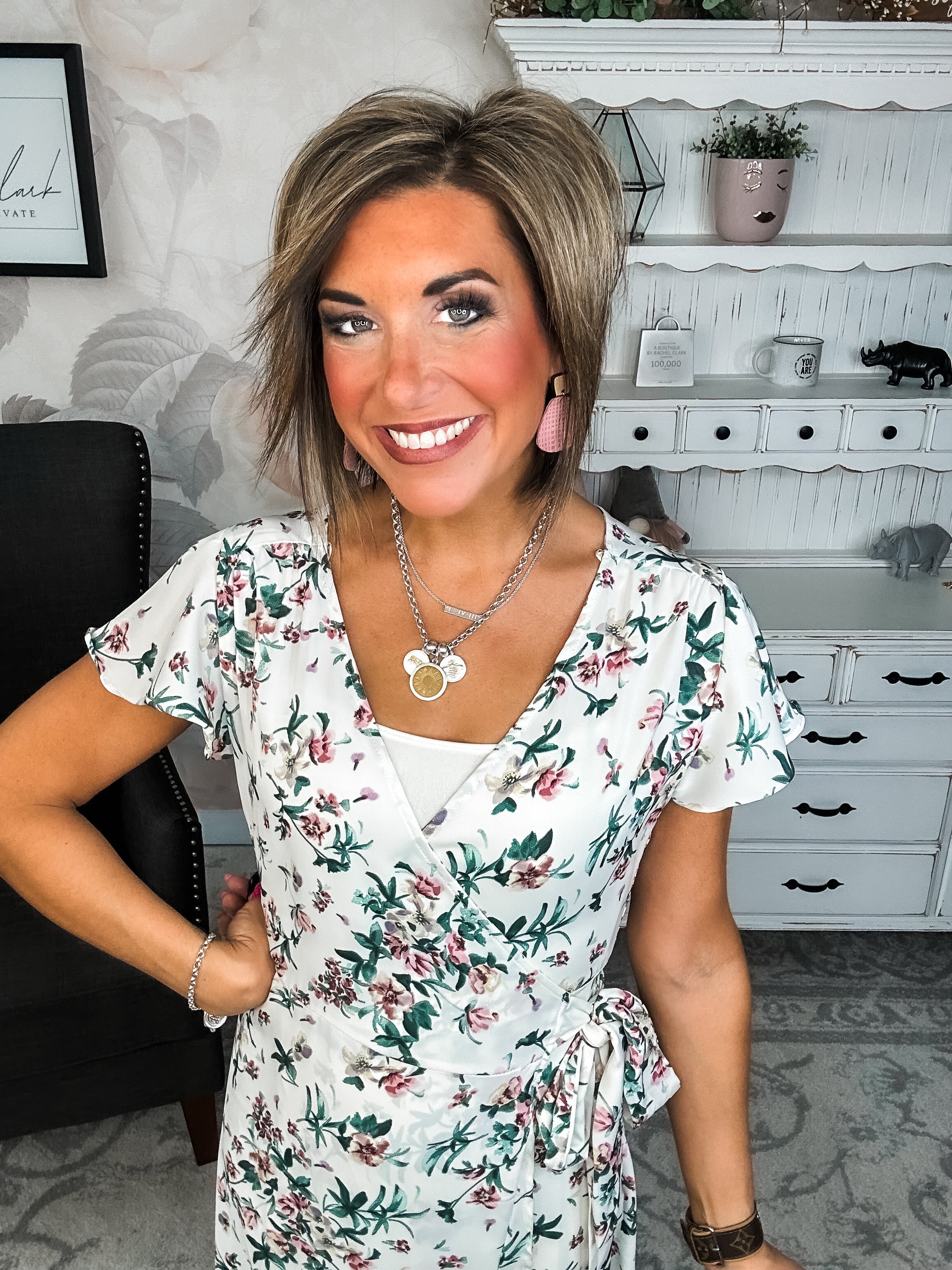 Stay With Me Forever Floral Dress - Cream