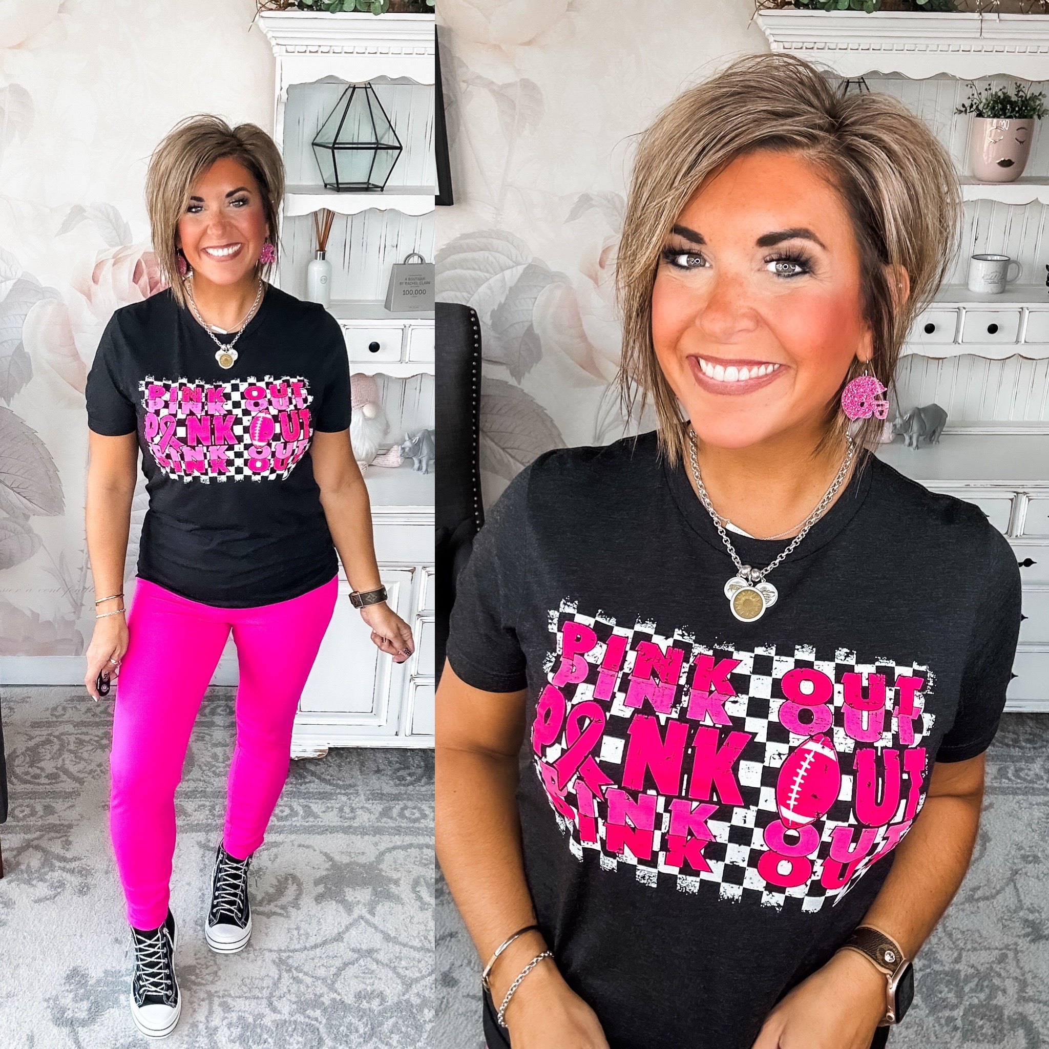 Pink Out Football Graphic Tee