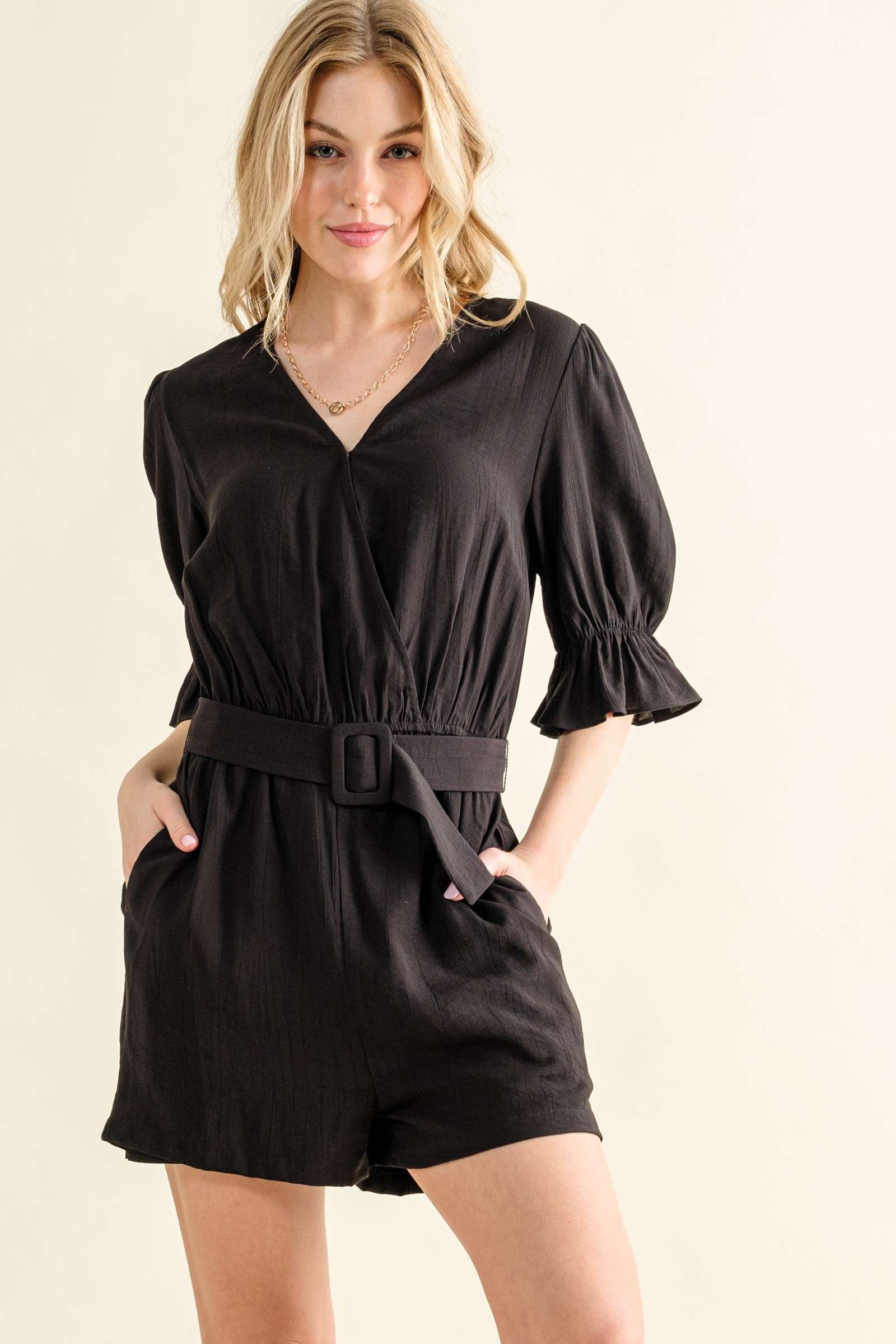 Feeling at Ease Belted Romper